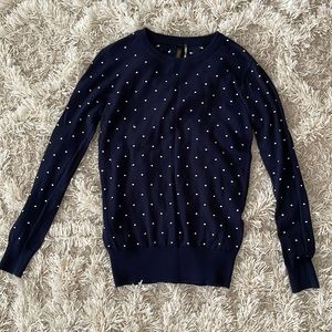 Lightweight polka dot navy sweater size medium